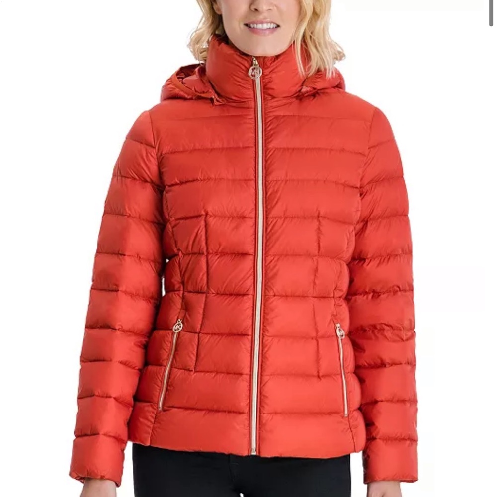 Michael Kors hooded packable down puffer coat